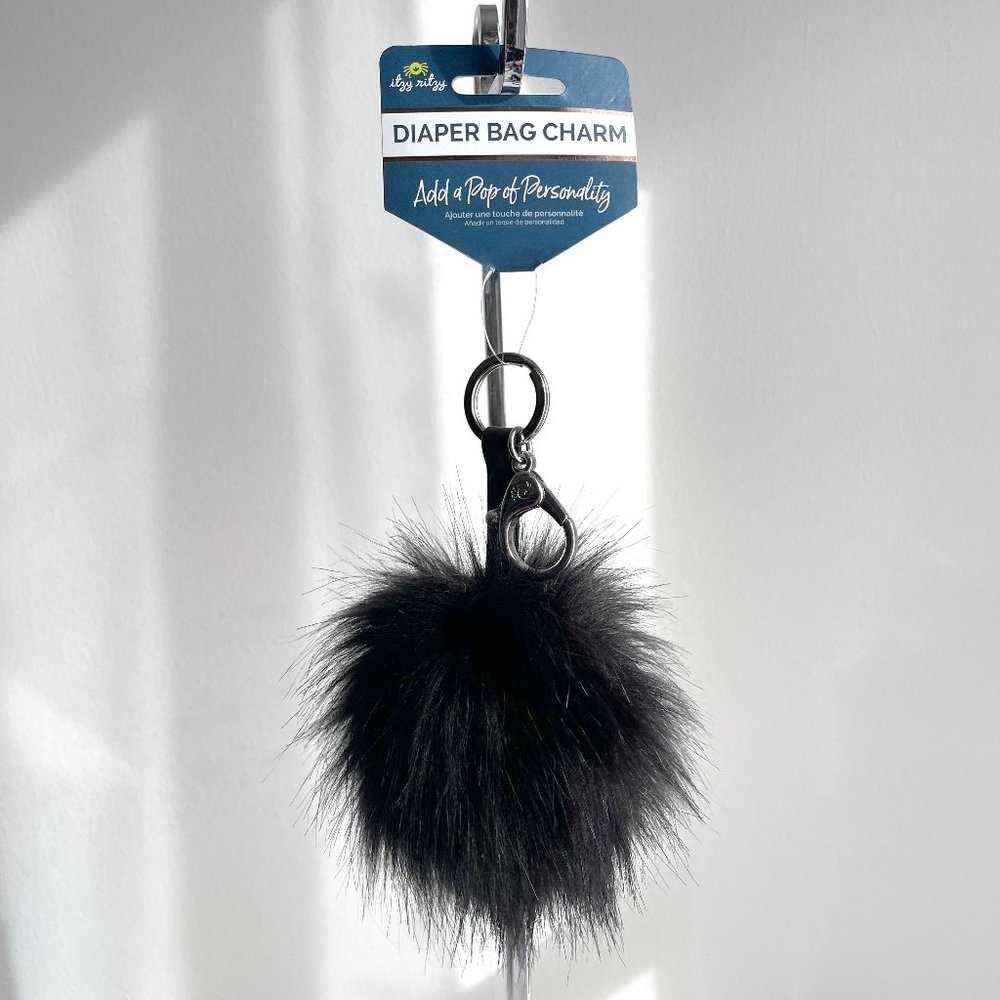 Itzy Ritzy’s  Diaper Bag Charm KeyChain Collection in Black Pouf